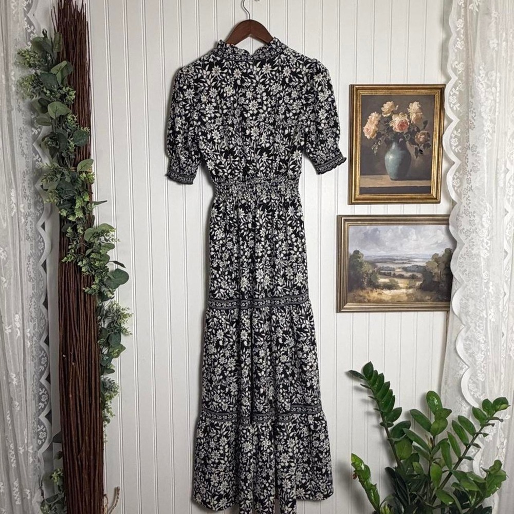 Max Studio London Floral Smocked Maxi Dress Size Small Cottagecore Boho - Picture 2 of 4